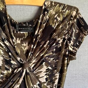 Abstract forest camo tie midi dress